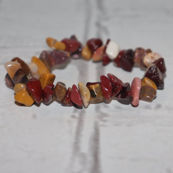 Earth-Tone Mixed Stone Bracelet | 7" Elastic | NWOT | Polished Natural Beads - Picture 1 of 4